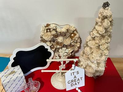 Paper Roses with home decor