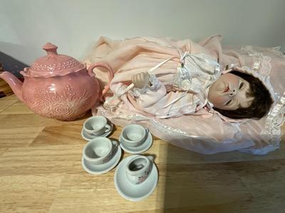 Sleeping Doll and tea set