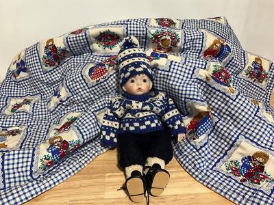 Handmade Norway Doll w/kids blanket