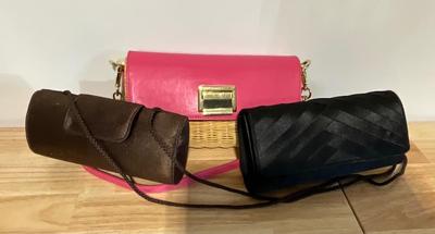 Pink Talbot clutch/brown and black clutch purses