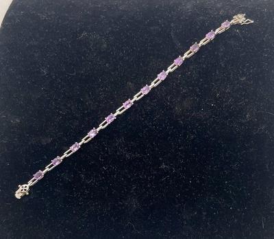 Amethyst and Sterling Silver 925 Tennis Bracelet