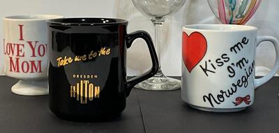 Happy Harry’s wine glasses, coffee cups