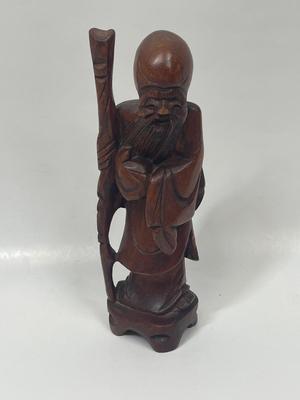 Chinese Wood Statue Confucius Old Man Figure Figurine Statuette