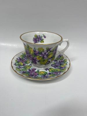 Purple Violet Flowers Teacup & Saucer Crown Trent Staffordshire England
