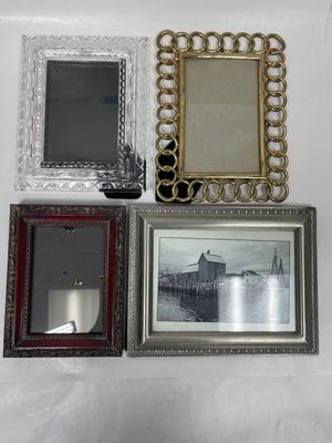 4 Photo Frames, metal, wood, etc