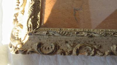 Antique Picture Frame With Wood Back & Glass