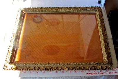 Antique Picture Frame With Wood Back & Glass