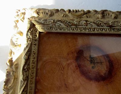 Antique Picture Frame With Wood Back & Glass