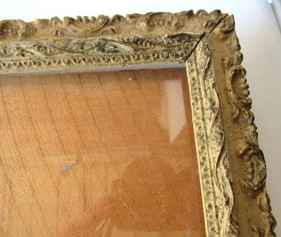 Antique Picture Frame With Wood Back & Glass