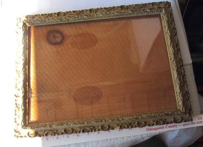 Antique Picture Frame With Wood Back & Glass