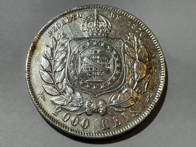 Brazil 1889 Circulated Condition Cleaned 2000 Reis ,917 Silver Coin as Pictured.