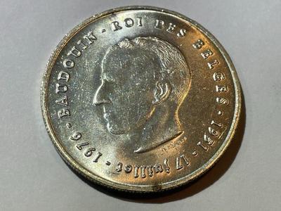 Belgium 1976 Uncirculated Condition 250 Francs Silver Coin KM-158.1 as Pictured.