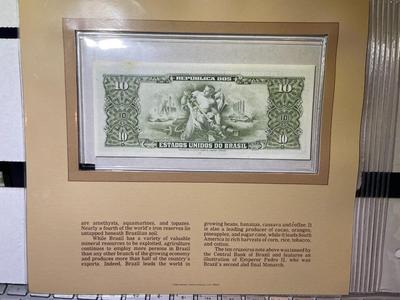 Brazil 10 Cruzeiros Banknote/Currency in Uncirculated Condition by Fleetwood as Pictured.