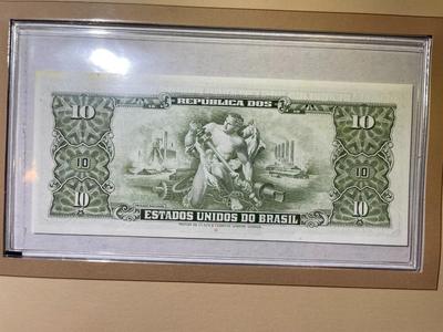 Brazil 10 Cruzeiros Banknote/Currency in Uncirculated Condition by Fleetwood as Pictured.