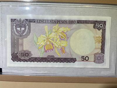 Colombia 50 Pesos 1983 Banknote/Currency in Uncirculated Condition by Fleetwood as Pictured.