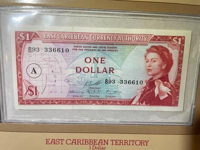 East Caribbean Territory 1 Dollar Banknote/Currency in Uncirculated Condition by Fleetwood as Pictured.