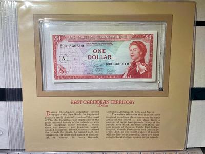 East Caribbean Territory 1 Dollar Banknote/Currency in Uncirculated Condition by Fleetwood as Pictured.