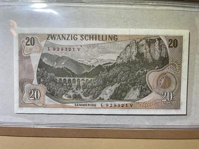 Austria 20 Schilling 1967 Banknote/Currency in Uncirculated Condition by Fleetwood as Pictured.