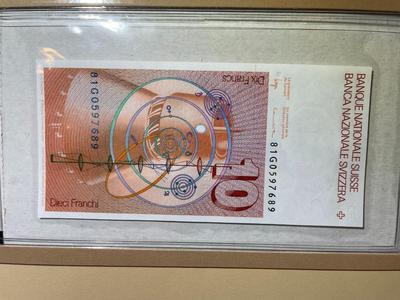 Switzerland 10 Francs Banknote/Currency in Uncirculated Condition by Fleetwood as Pictured.