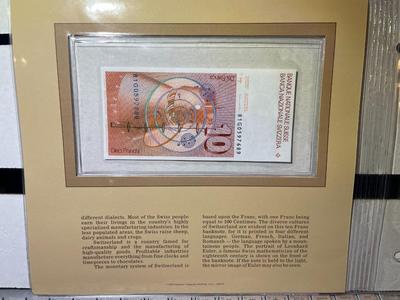 Switzerland 10 Francs Banknote/Currency in Uncirculated Condition by Fleetwood as Pictured.