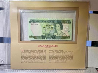 Solomon Islands 2 Dollars Banknote/Currency in Uncirculated Condition by Fleetwood as Pictured.