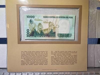 Peru 1000 Soles de Oro 1981 Banknote/Currency in Uncirculated Condition by Fleetwood as Pictured.