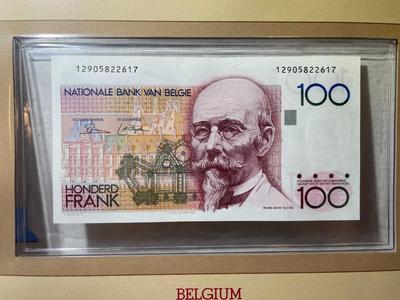 Belgium 100 Franc Banknote/Currency in Uncirculated Condition by Fleetwood as Pictured.