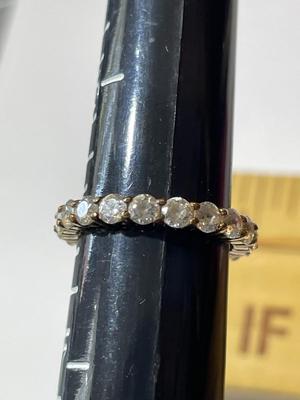 Vintage Gold-tone over Sterling Silver .925 Size-6 Wedding Band all the Way Around in Good Preowned Condition.