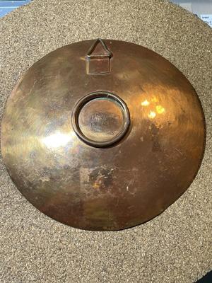 VINTAGE PERUVIAN COPPER & STERLING SILVER 5-7/8" DECOR PLATE AS PICTURED.