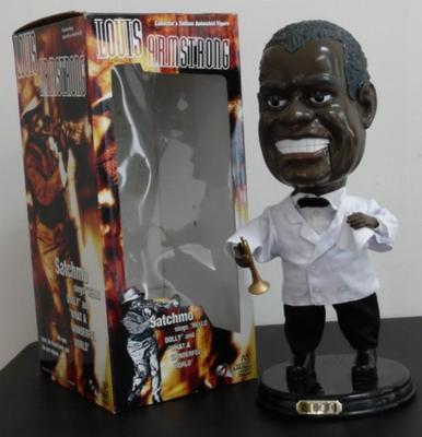 New in Box Louis Vintage Louie Armstrong "Satchmo" Animated Singing Figurine 19" Tall as Pictured.