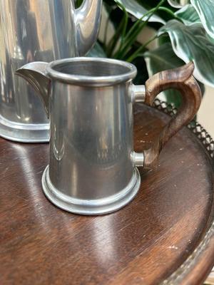 Stieff Pewter Coffee Tea Set Wood Handles Creamer Sugar