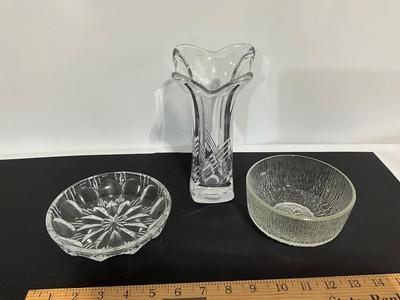 Glass Vase, candy dish, and bowl
