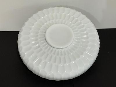 Vintage Fenton Milk Glass Set, platter and dip cup