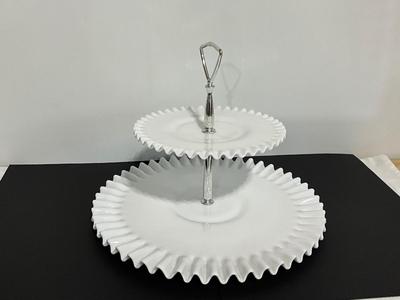 Vintage Fenton Milk Glass Dessert display