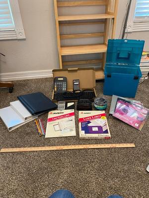 ACURITE ALARM CLOCK, AND A VARIETY OF OFFICE SUPPLIES