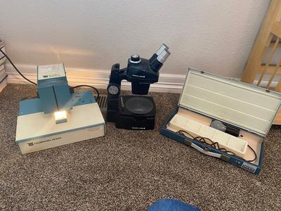 TRANSIDYNE GENERAL 2743 BIOLOGICAL DIFFUSION PLATE CALIBRATING VIEWER, BOUCH & LOMB MICROSCOPE AND SLIDE LIGHT