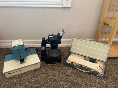 TRANSIDYNE GENERAL 2743 BIOLOGICAL DIFFUSION PLATE CALIBRATING VIEWER, BOUCH & LOMB MICROSCOPE AND SLIDE LIGHT