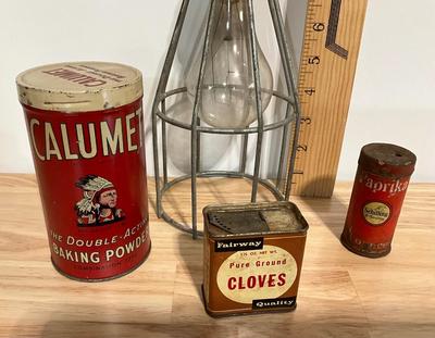 Vintage Light and spice cans