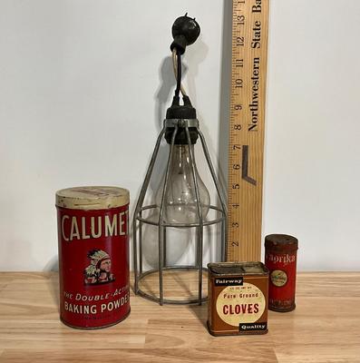 Vintage Light and spice cans