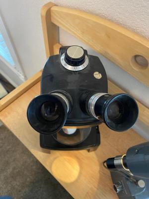BOUSCH & LOMB MICROSCOPE WITH EXTERNAL LIGHT , ELECTRICAL ISOLATOR, AND EXTERNAL EXTENSION CORD