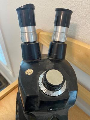BOUSCH & LOMB MICROSCOPE WITH EXTERNAL LIGHT , ELECTRICAL ISOLATOR, AND EXTERNAL EXTENSION CORD