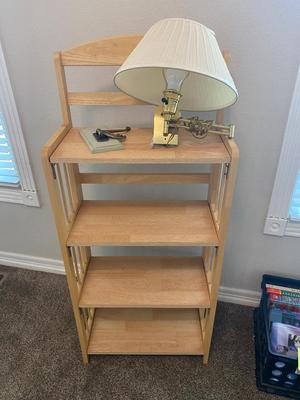 NICE FOLDING BOOKSHELF, WALL LAMP, AND NIFTY WALL HOOKS