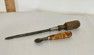 Vintage Wooden Handle Screw Driver, Wooden Roller tool