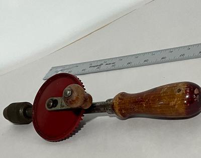 Vintage hand Drill, Wooden Handle