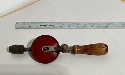 Vintage hand Drill, Wooden Handle