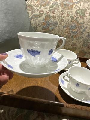 English adderley cups and saucers with a tray