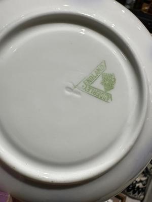 English adderley cups and saucers with a tray