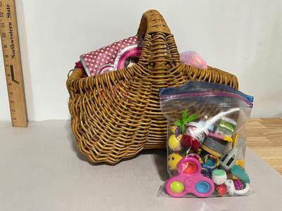 Kids basket of goodies with The Game of Life