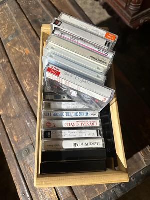 Crate of cassette tapes