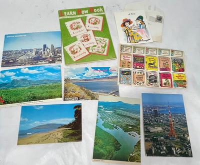 Ephemera Lot - Vintage Postcards, Labels, Party Invitation, etc.